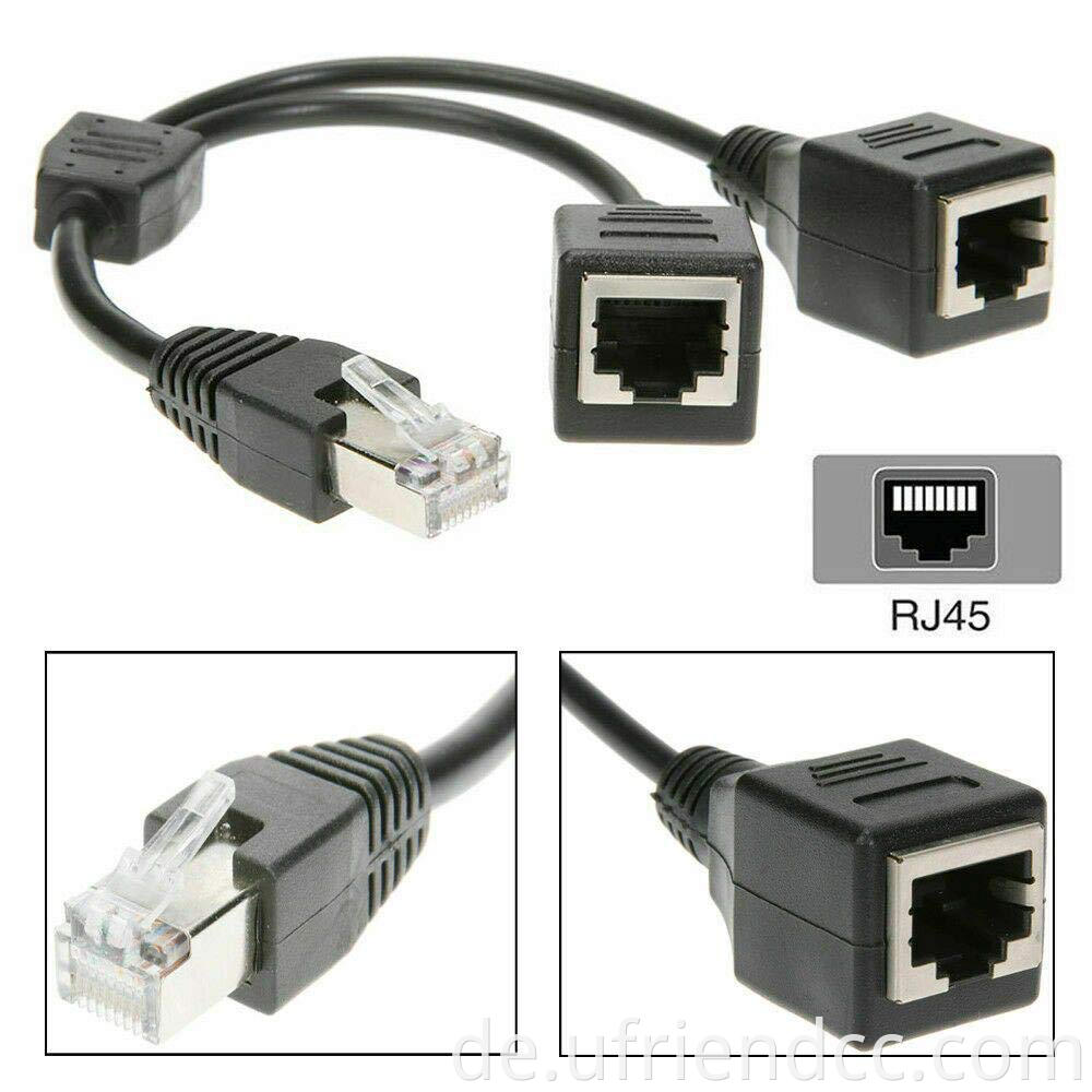 RJ45 1 männliches bis 2 weiblicher Lan -Ethernet -Splitter -Adapterkabel
